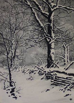 Print: "Oaks in Winter, No. 2" by George Elbert Burr