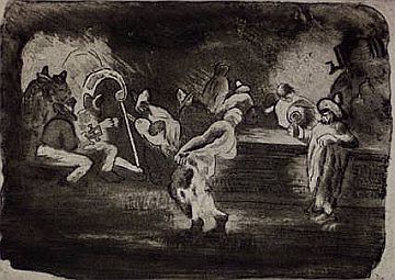 Print: Etching & Aquatint by George O. "Pop" Hart (Am 1868-1933), titled "Dias de Fiesta", signed and titled, 1926