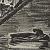 Print: "Along the Lagoon" by Mabel Hewit, dated 1938