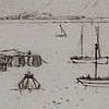 Print: "The Last Ship at Scarborough" by Nelson Dawson, dated 1910