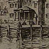 Print: "The Barge Office - 1850" by Anton Schutz, done in 1926