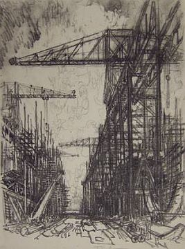 Joseph Pennell Print: "Building Destroyers, No. 1"